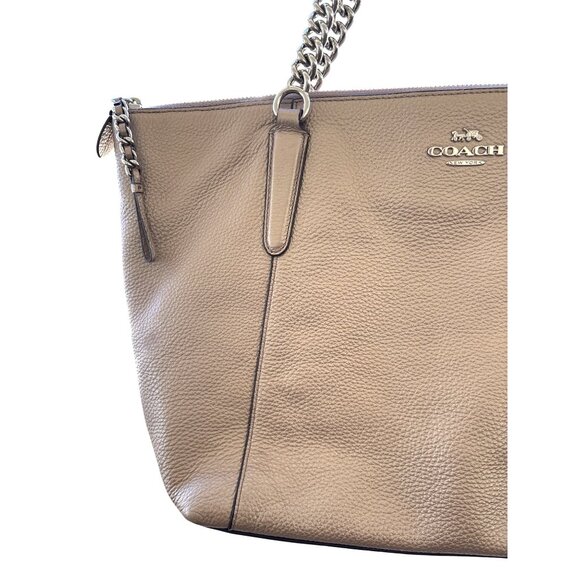 Coach Ava Chain Tote Handbag Purse‎ Metallic Rose Gold Pebbled Leather - Picture 2 of 15